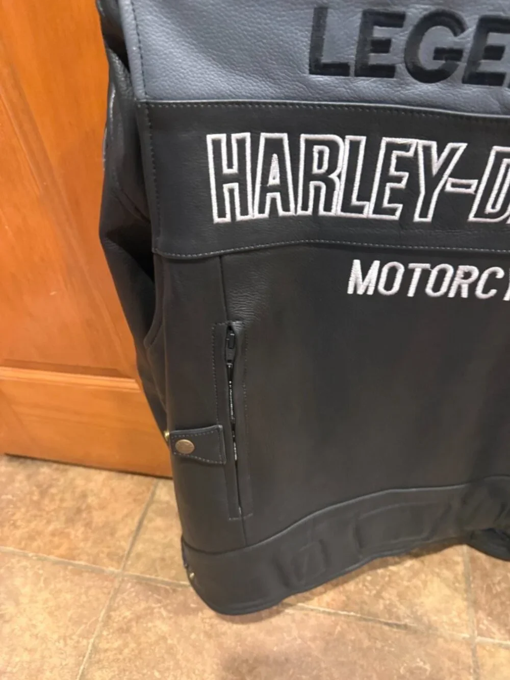 Harley Davidson Men's Votary black and Gray 100% Real Leather Motorcycle Jacket